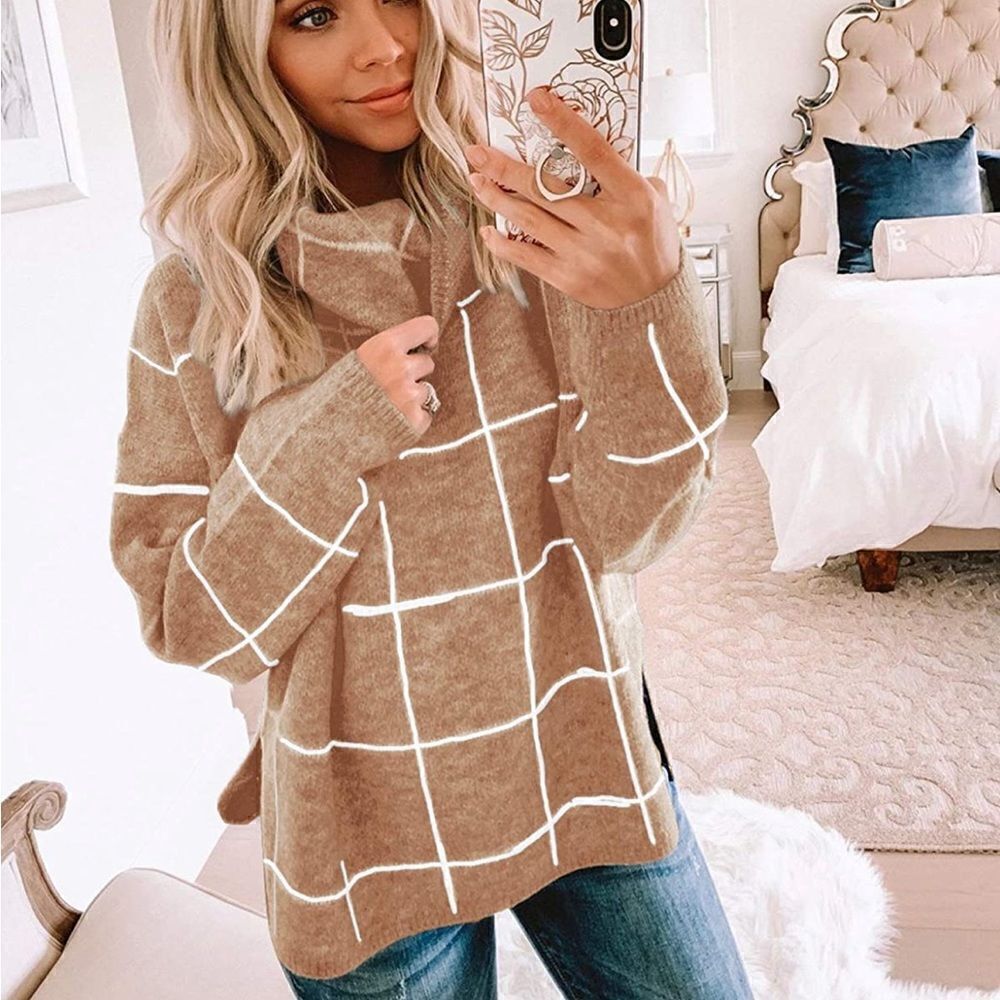 Chunky plaid sweater   